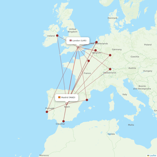 Iberia flights between London and Madrid