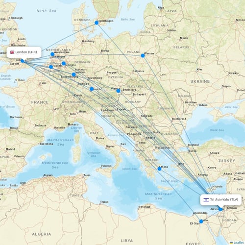 El Al flights between London and Tel Aviv-Yafo