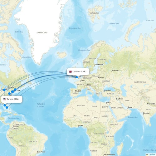 Virgin Atlantic flights between London and Tampa