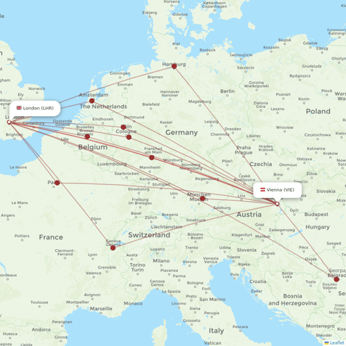 Austrian flights between London and Vienna