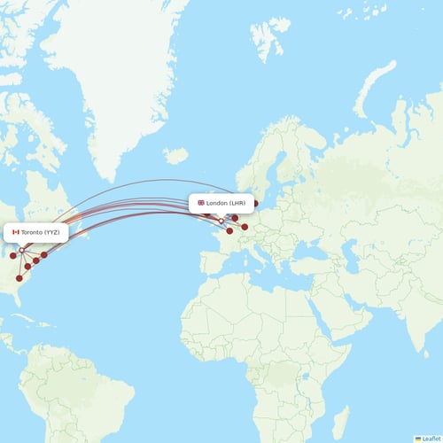 Virgin Atlantic flights between London and Toronto