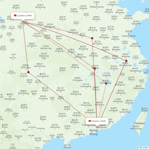 Chongqing Airlines flights between Lanzhou and Huizhou
