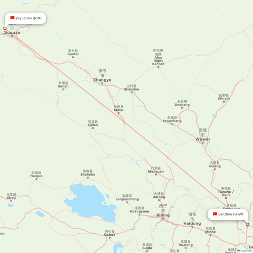 Ruili Airlines flights between Lanzhou and Jiayuguan