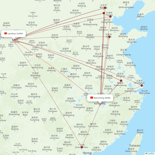 HongTu Airlines flights between Lanzhou and Nanchang