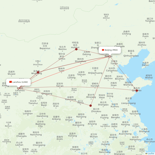 Air China flights between Lanzhou and Beijing