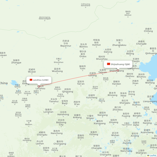 Tibet Airlines flights between Lanzhou and Shijiazhuang