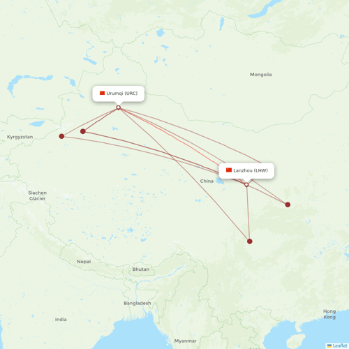 Urumqi Airlines flights between Lanzhou and Urumqi