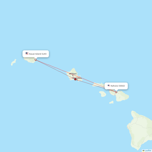 Hawaiian Airlines flights between Kauai Island and Kahului