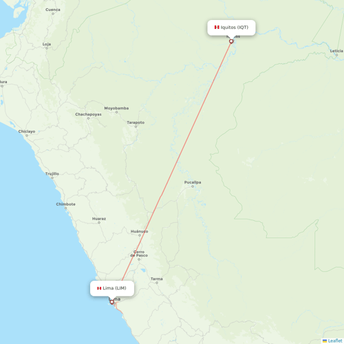 Sky Airline flights between Lima and Iquitos