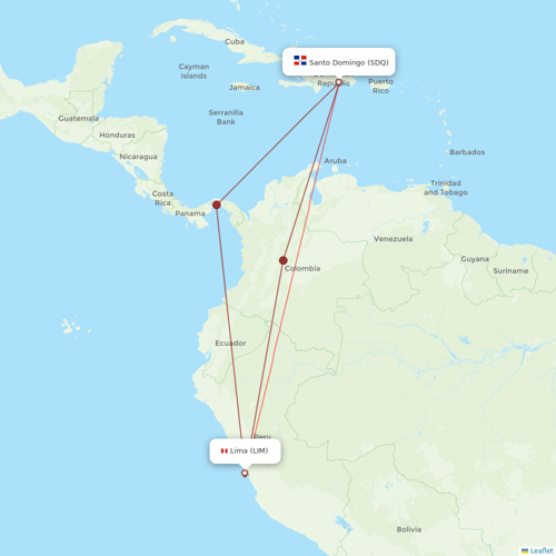 Asian Air flights between Lima and Santo Domingo