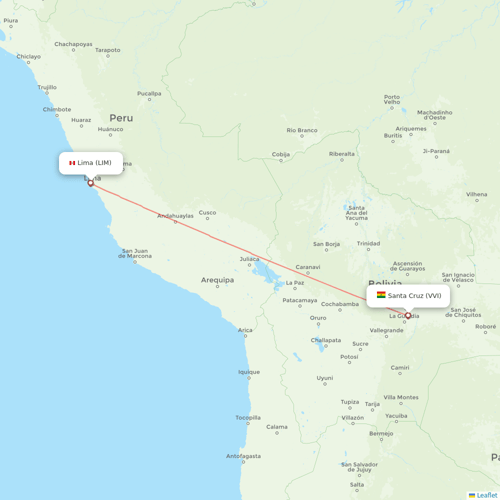 BoA flights between Lima and Santa Cruz
