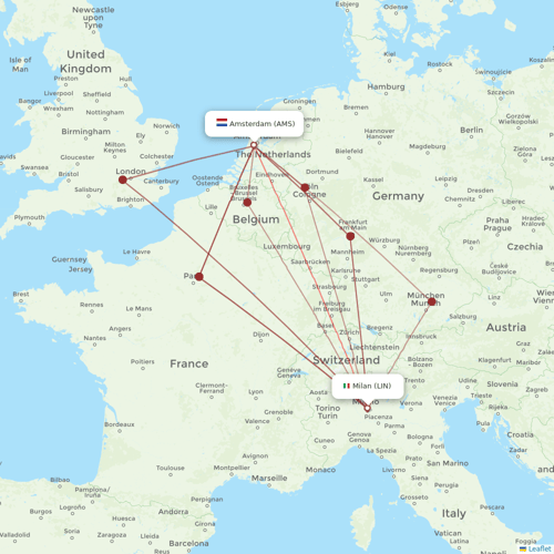 ITA Airways flights between Milan and Amsterdam