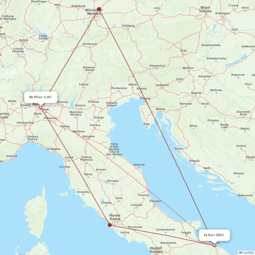ITA Airways flights between Milan and Bari