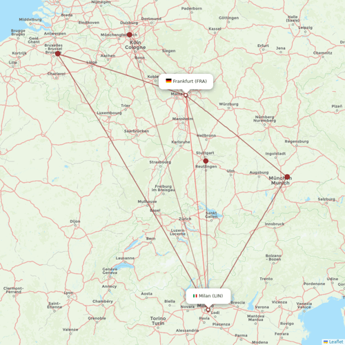 Lufthansa flights between Milan and Frankfurt