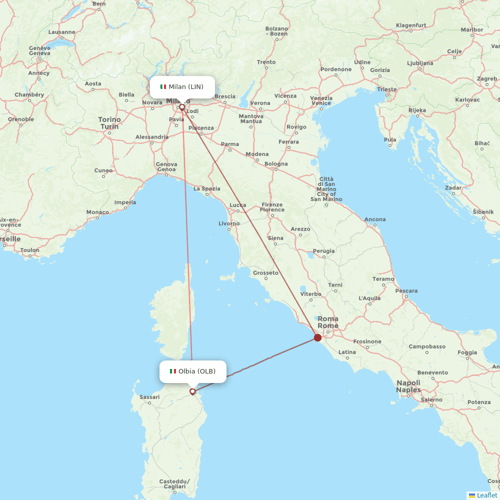SA Express flights between Milan and Olbia