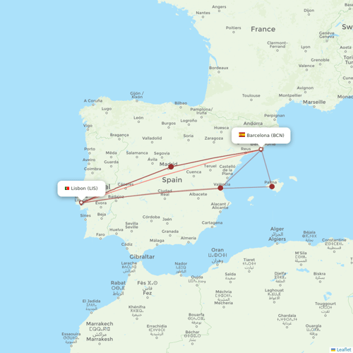 TAP Portugal flights between Lisbon and Barcelona