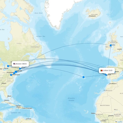 TAP Portugal flights between Lisbon and Boston