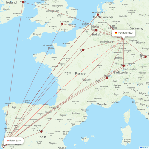 TAP Portugal flights between Lisbon and Frankfurt