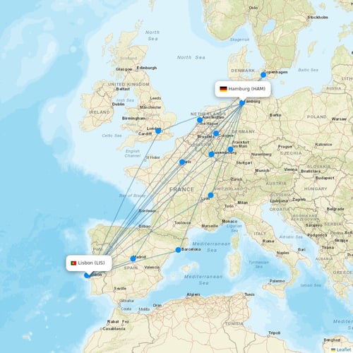 TAP Portugal flights between Lisbon and Hamburg