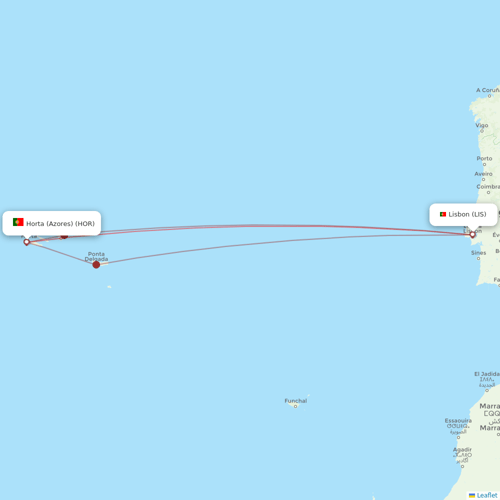 Azores Airlines flights between Lisbon and Horta (Azores)