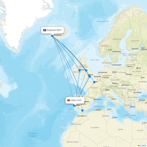 Star Air flights between Lisbon and Reykjavik