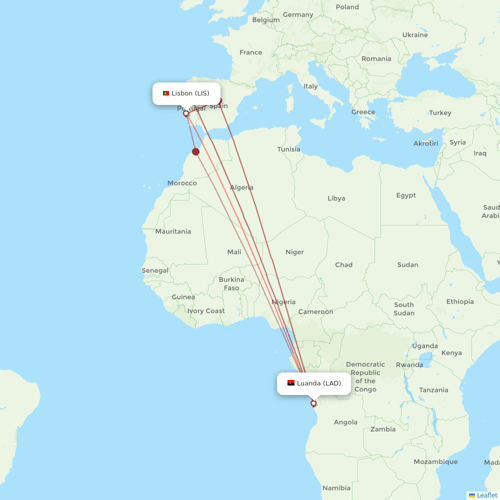 TAAG flights between Lisbon and Luanda