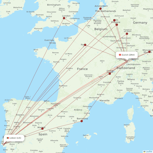 TAP Portugal flights between Lisbon and Zurich