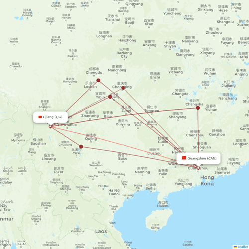 Beijing Capital Airlines flights between Lijiang and Guangzhou