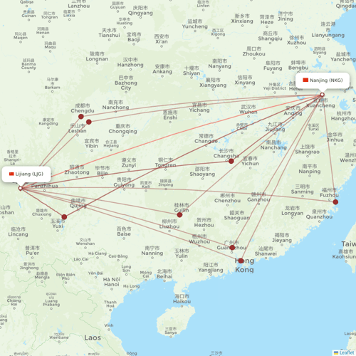 Juneyao Airlines flights between Lijiang and Nanjing
