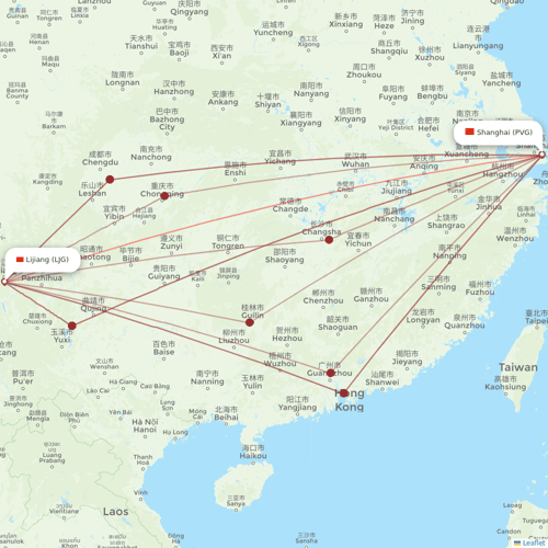 Spring Airlines flights between Lijiang and Shanghai