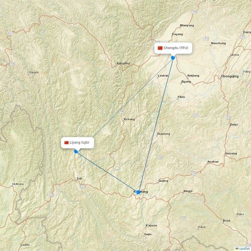 Chengdu Airlines flights between Lijiang and Chengdu