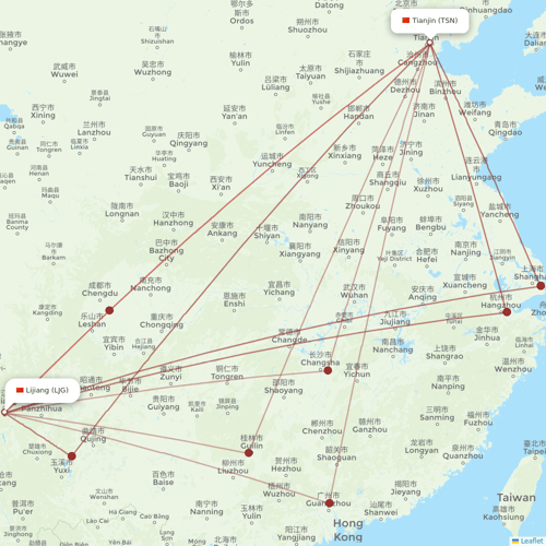 Ruili Airlines flights between Lijiang and Tianjin
