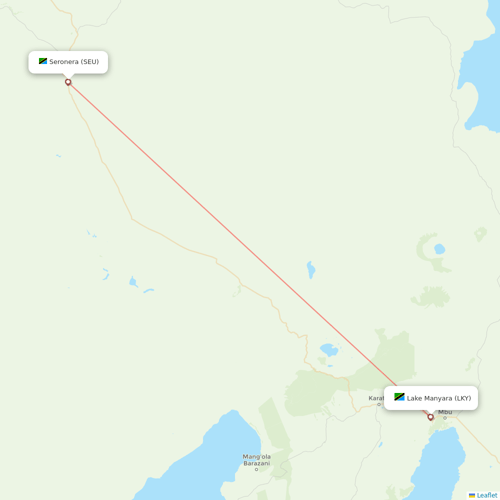 Auric Air flights between Lake Manyara and Seronera