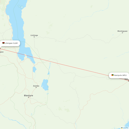 Kenya Airways flights between Lilongwe and Nampula
