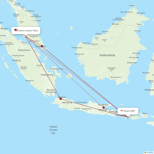 Indonesia AirAsia flights between Praya and Kuala Lumpur