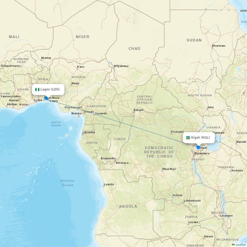 RwandAir flights between Lagos and Kigali