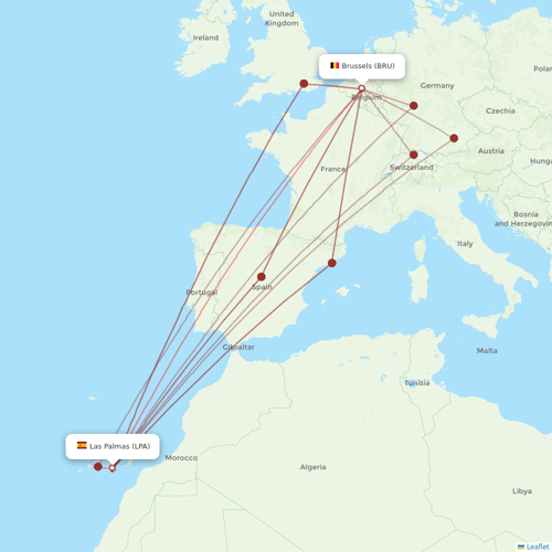 TUI Airlines Belgium flights between Las Palmas and Brussels