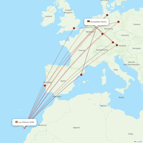 Corendon Airlines Europe flights between Las Palmas and Dusseldorf