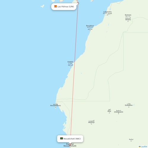 Binter Canarias flights between Las Palmas and Nouakchott