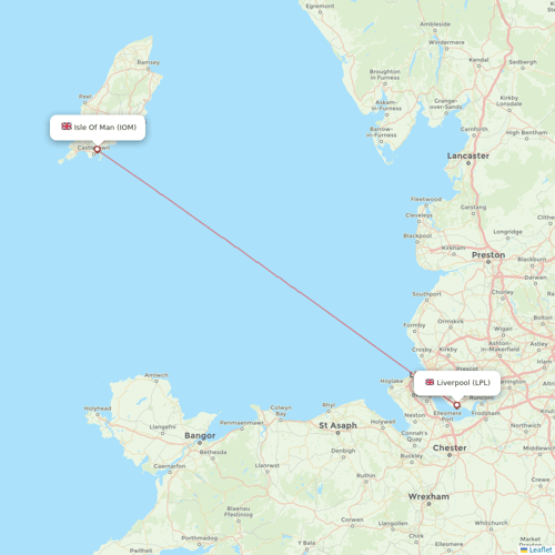 Loganair flights between Liverpool and Isle Of Man