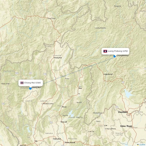 Lao Airlines flights between Luang Prabang and Chiang Mai