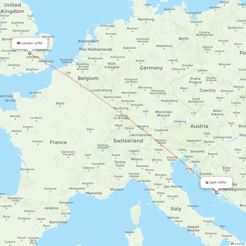 Wizz Air UK flights between London and Split