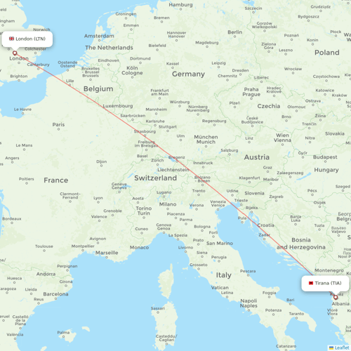 Wizz Air UK flights between London and Tirana