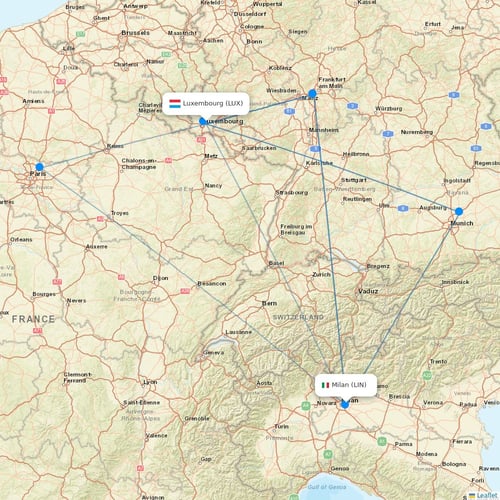 Luxair flights between Luxembourg and Milan