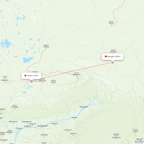 Tibet Airlines flights between Lhasa/Lasa and Bangda