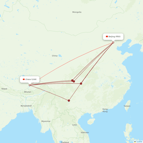 Tibet Airlines flights between Lhasa/Lasa and Beijing