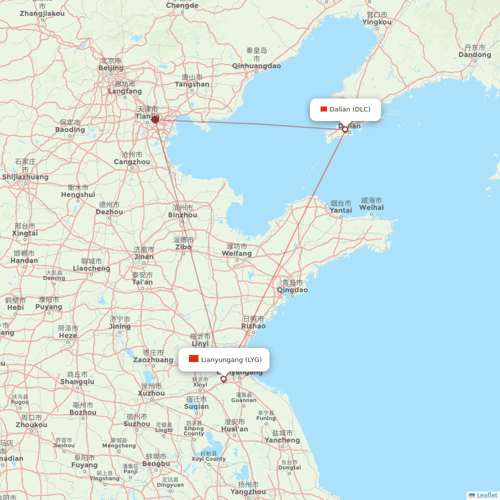 Donghai Airlines flights between Lianyungang and Dalian