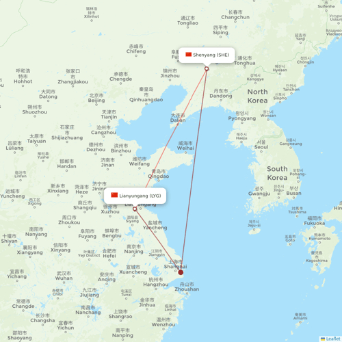 Chengdu Airlines flights between Lianyungang and Shenyang