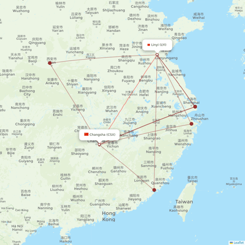 Kunming Airlines flights between Linyi and Changsha