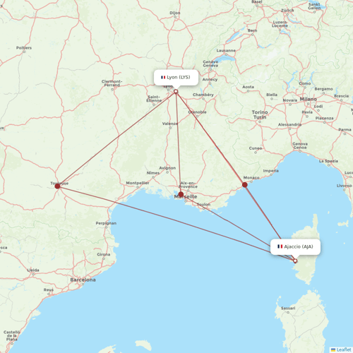Air Corsica flights between Lyon and Ajaccio